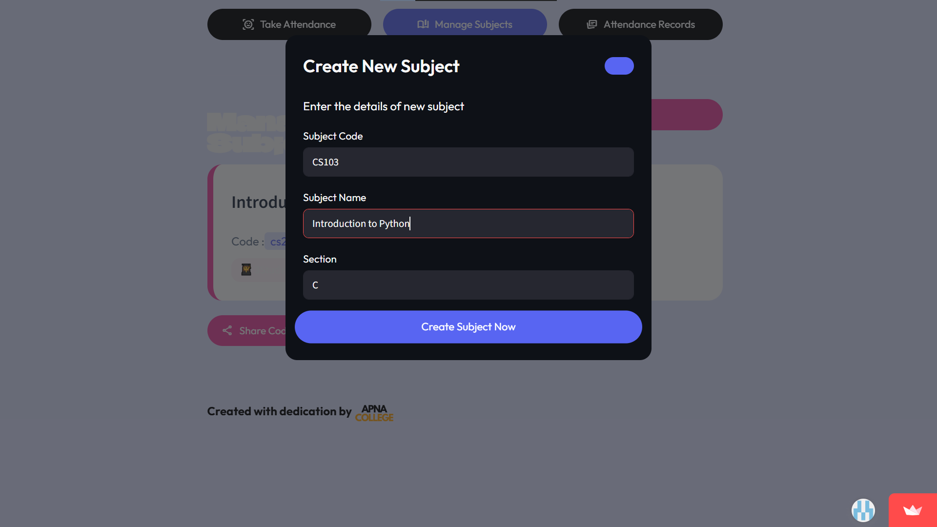 Create Subjects